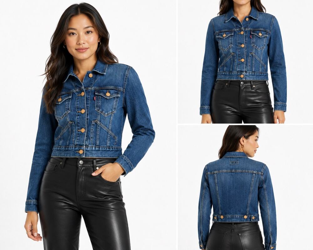 Levi's Denim Jacket Women's Small Blue Trucker Button Front Cotton Classic Jean